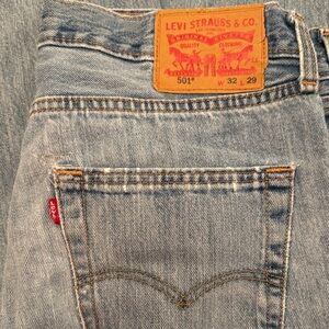 Levi’s 501. Dress jeans with  some repairs made.